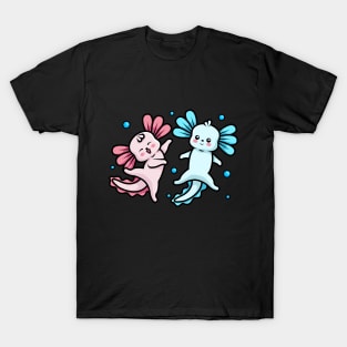 Axolotls Couple in love | Playful Kawaii Amphibians T-Shirt